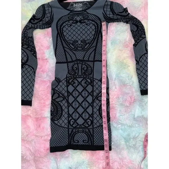 Intimately Free People Bodycon Mini Long Sleeve Geometric Dress - Picture 7 of 8